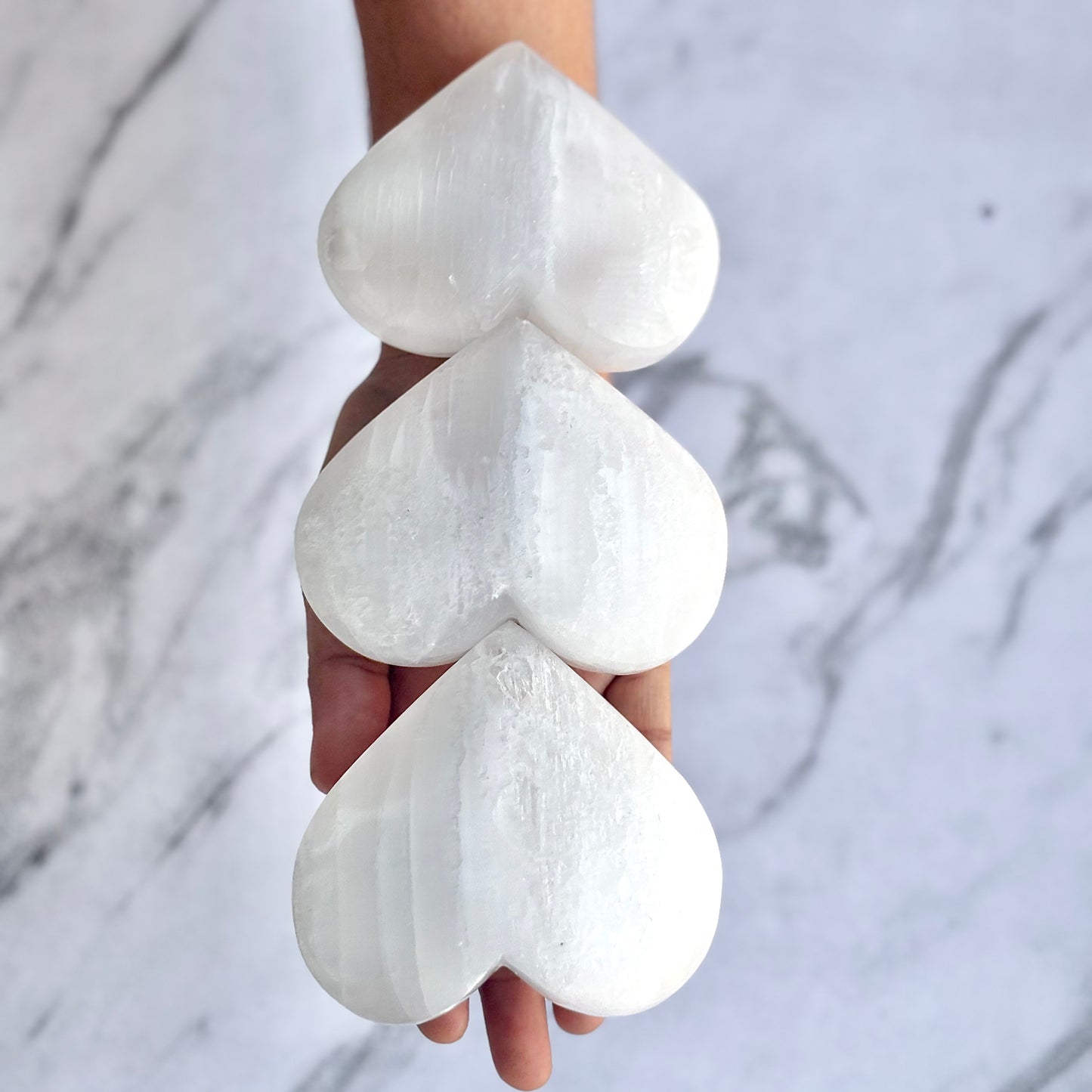 Selenite | Satin Spar Large Size Heart Carving