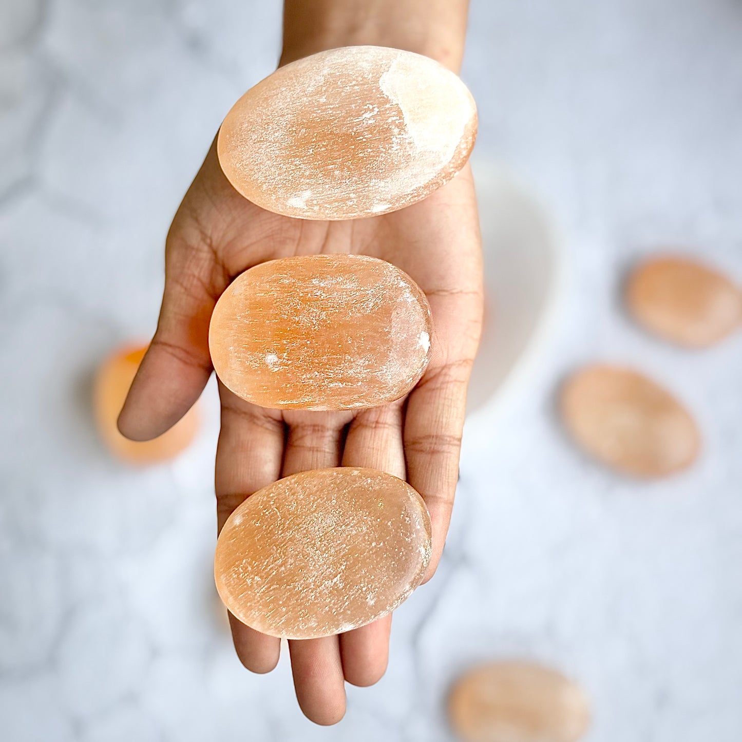 Orange Selenite Palm Stone