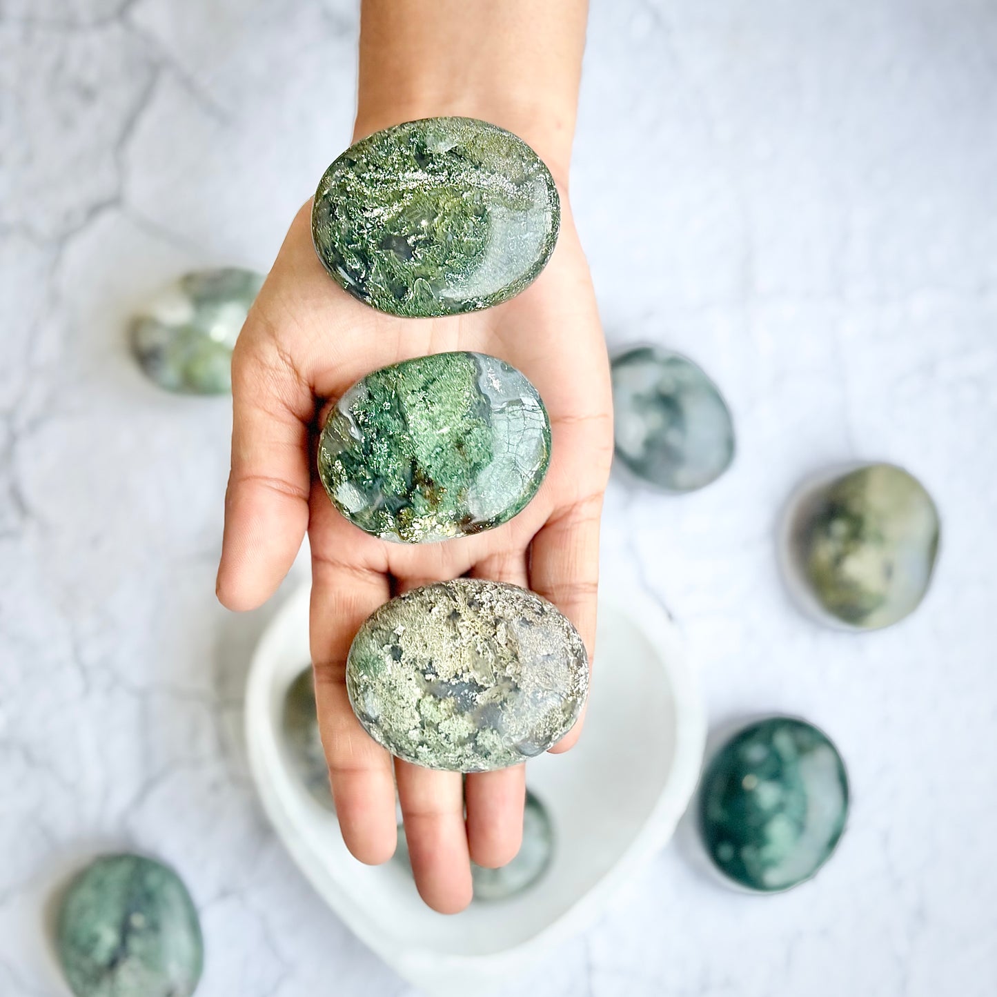 Moss Agate Palm Stone