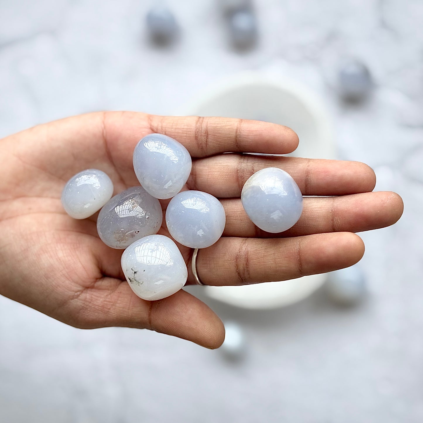 Blue Chalcedon Tumble Stone