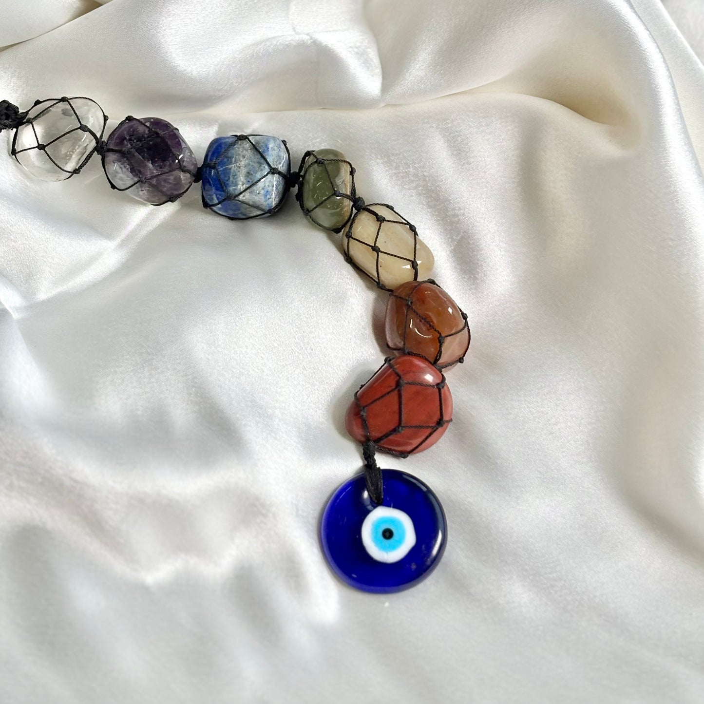 Seven chakra Dangler with Evil Eye Charm