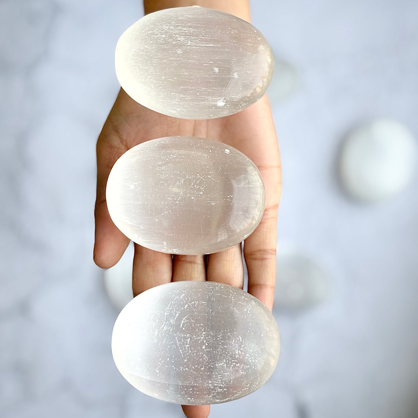 Selenite / Satin Spar Palm Stone