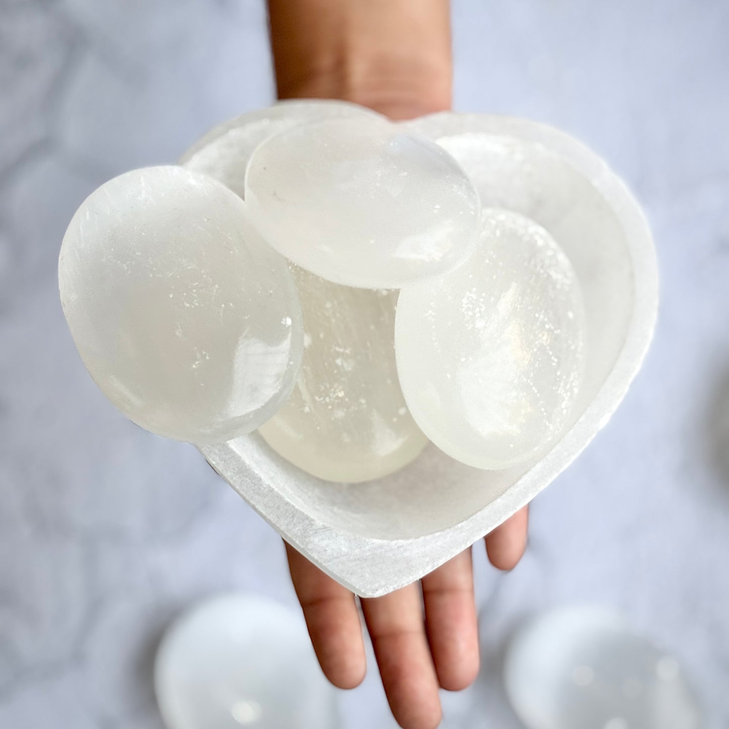 Selenite / Satin Spar Palm Stone