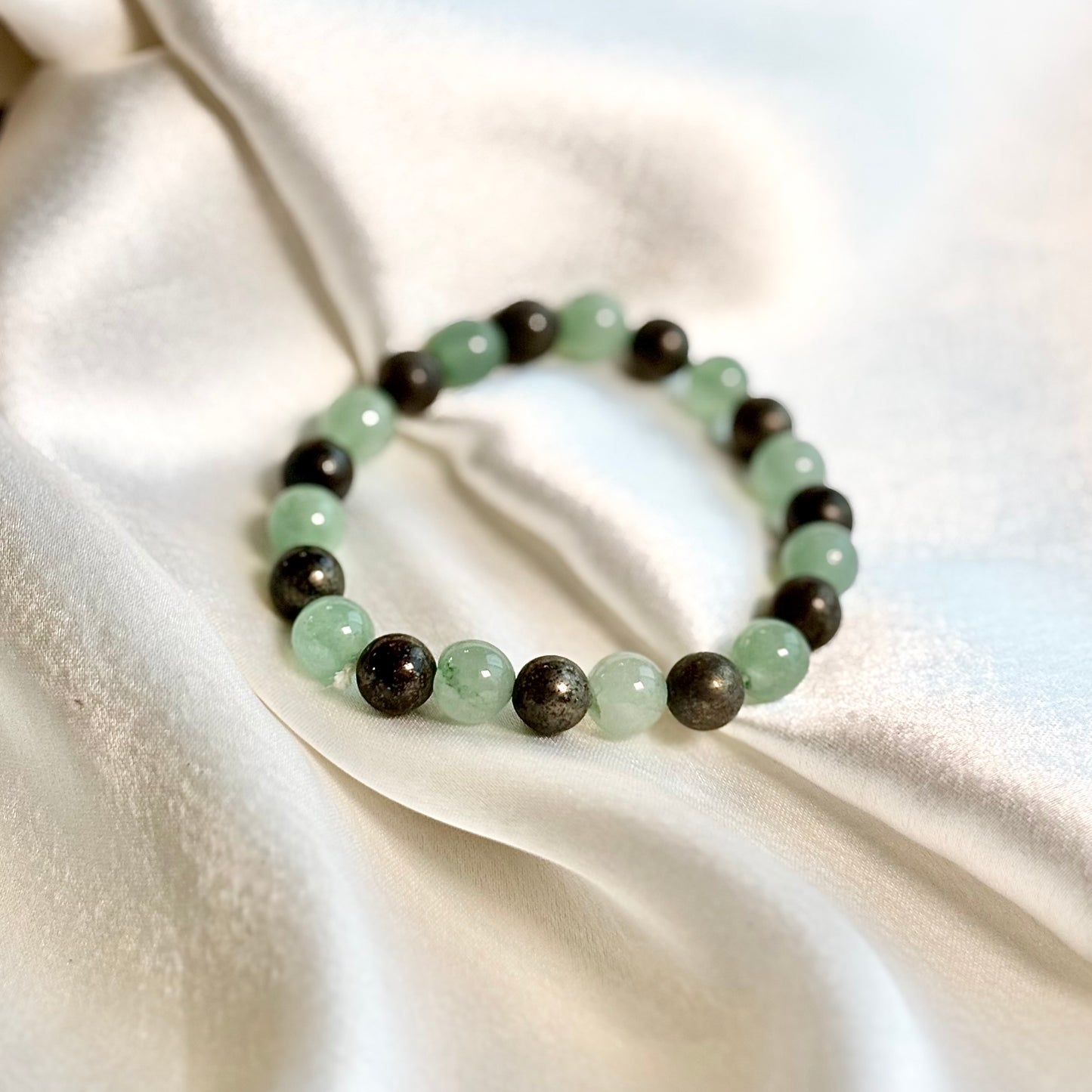 Fusion Bead Bracelet – Pyrite & Green Aventurine