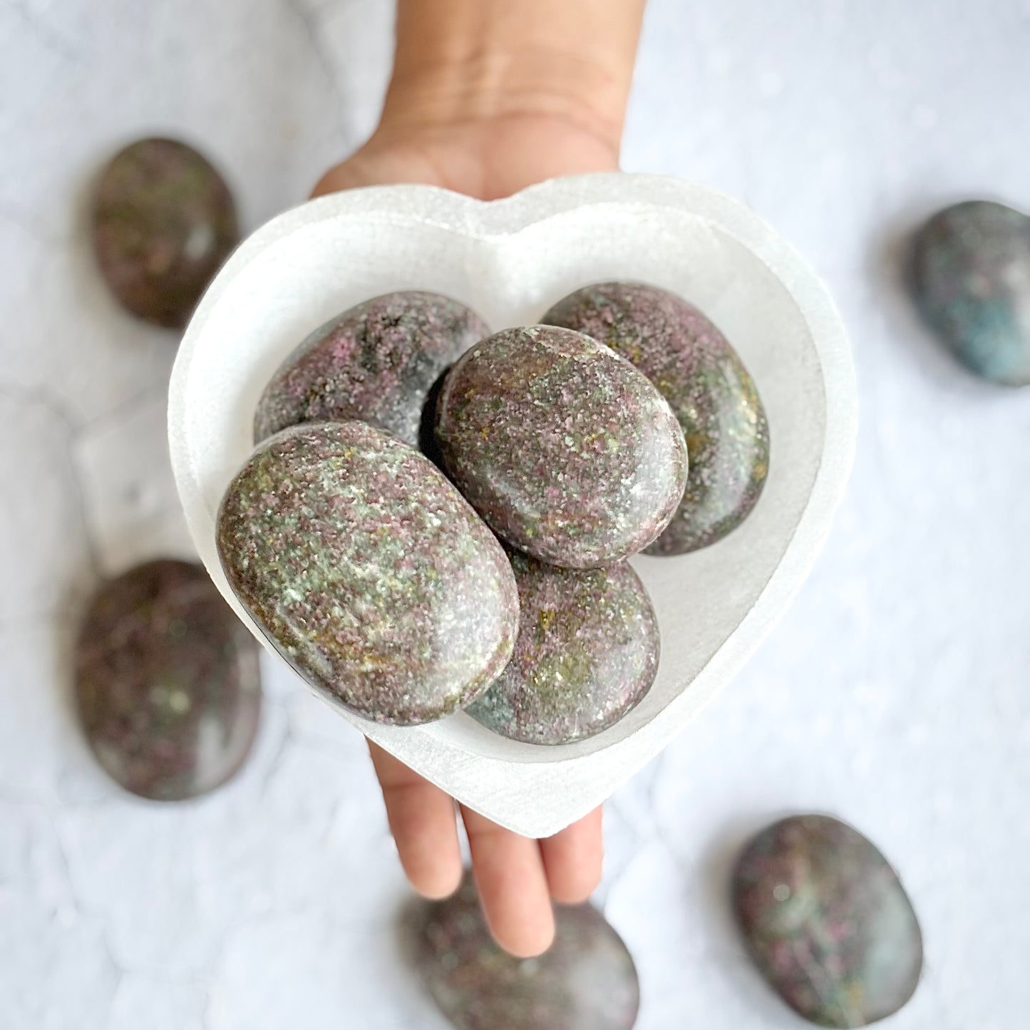 Ruby in Green Kyanite Palm Stone