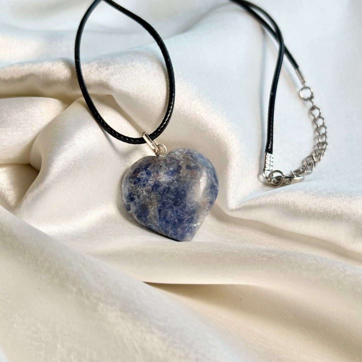 Sodalite Heart Pendant with Black Cord