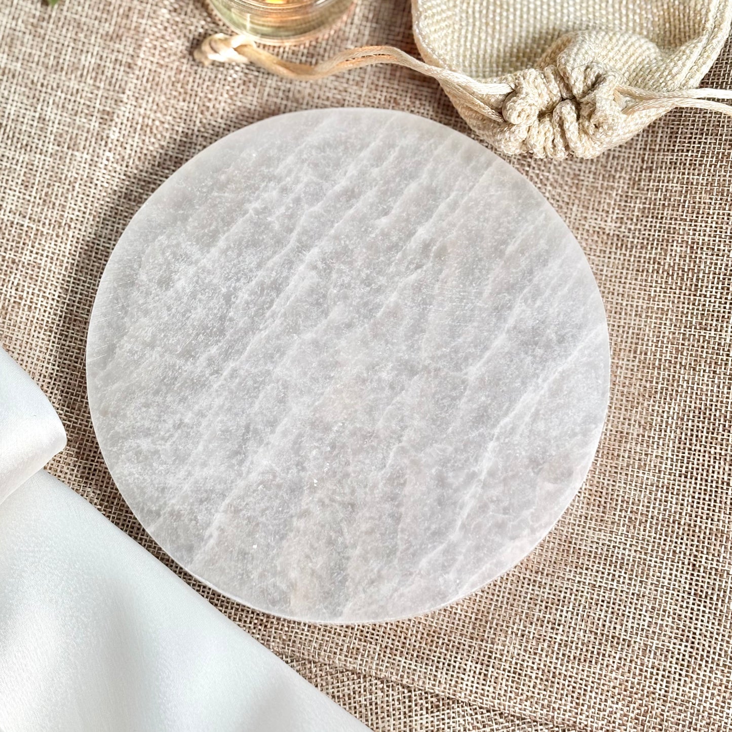 Big Selenite/Satin Spar Round Plate