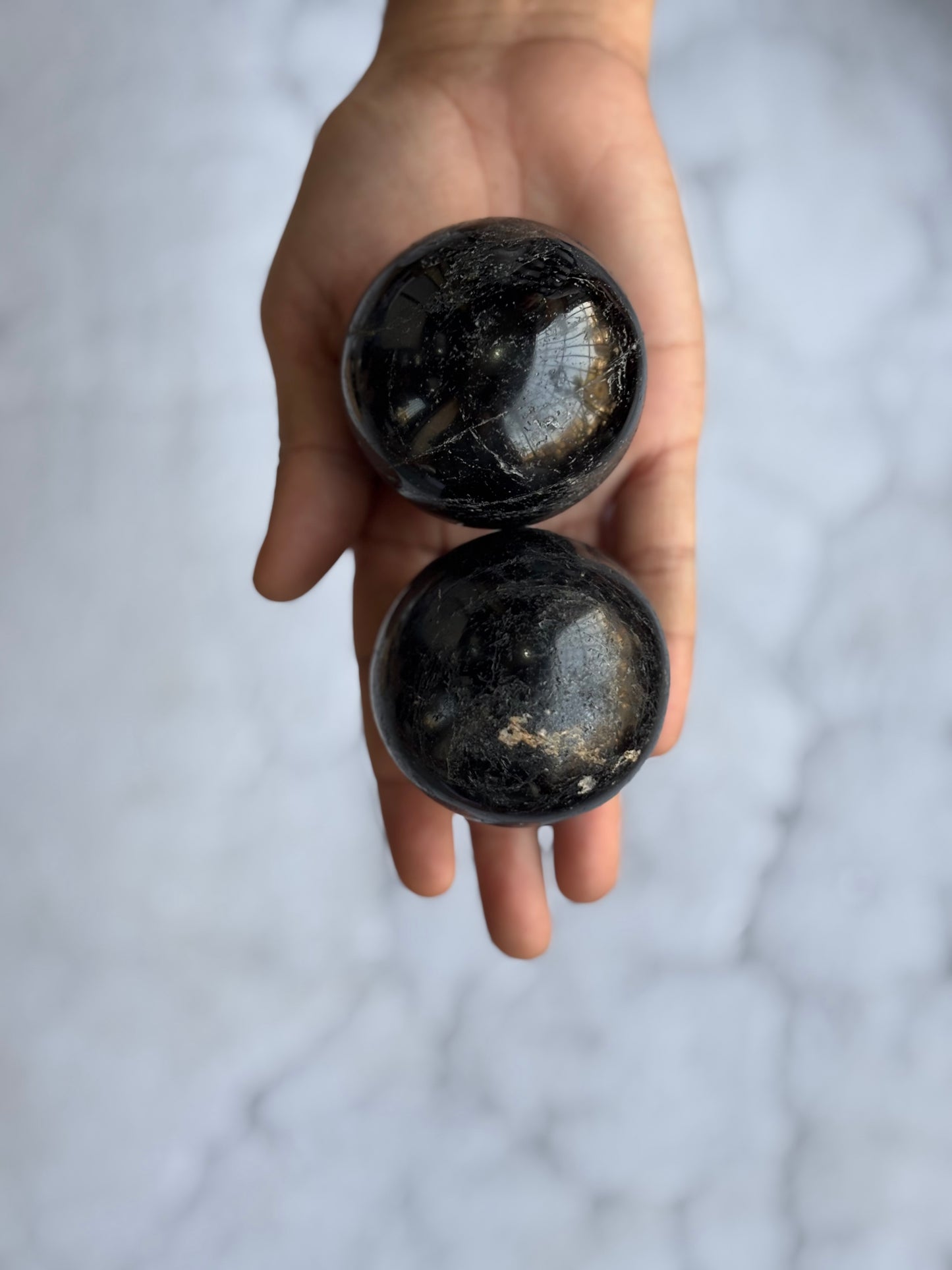 Black Tourmaline with Mica Inclusion Sphere