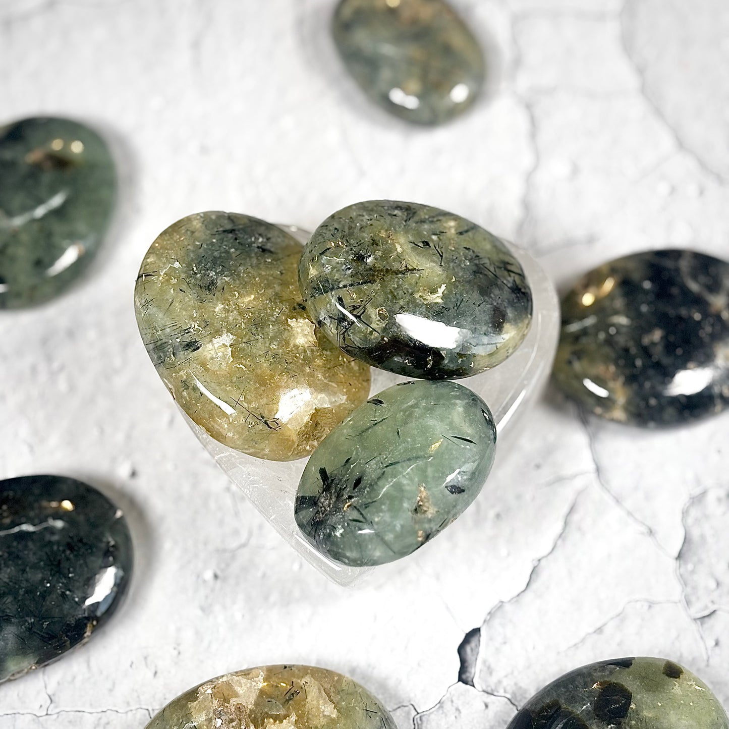 Prehnite Palm Stone | Natural Polished Stone