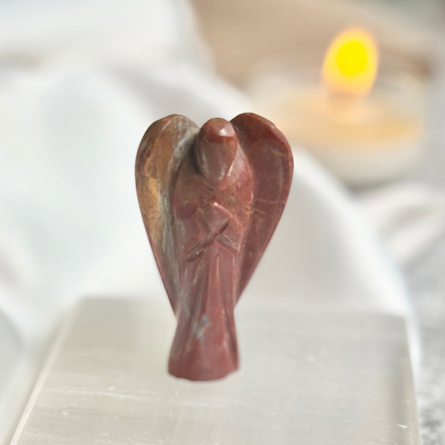 Red Jasper Angel Carving