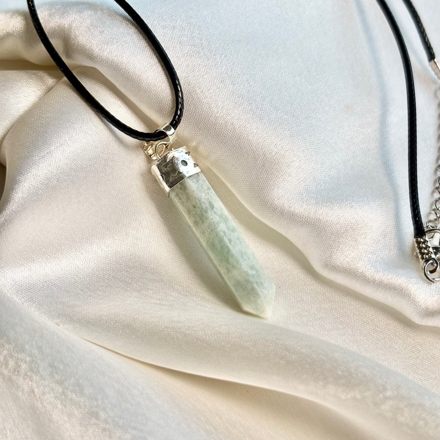 Amazonite Pencil Pendant with Black Cord