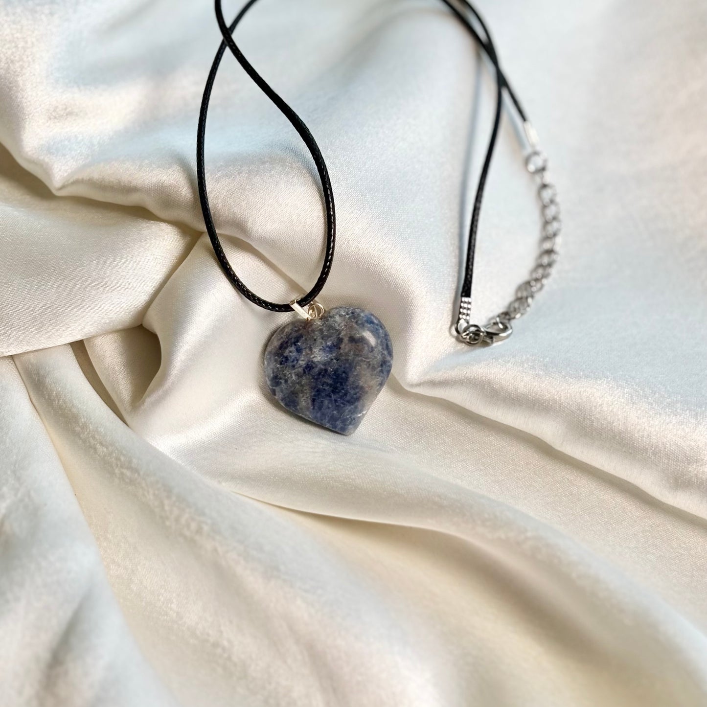 Sodalite Heart Pendant with Black Cord