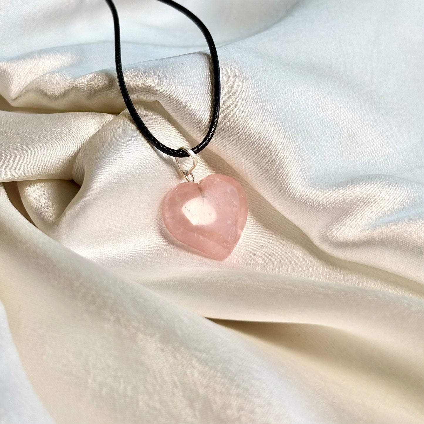 Rose Quartz Mini Heart Pendant with Cord