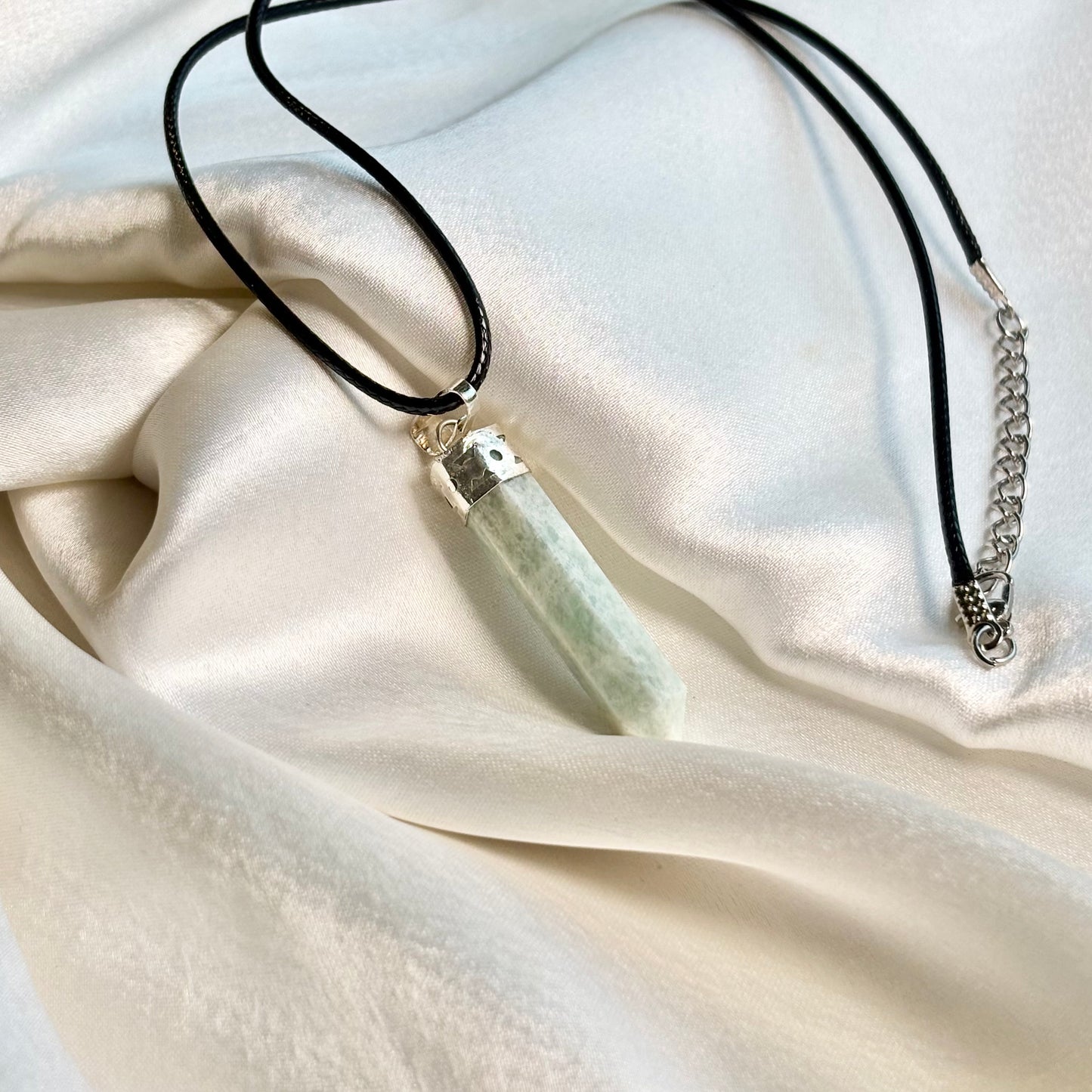 Amazonite Pencil Pendant with Black Cord