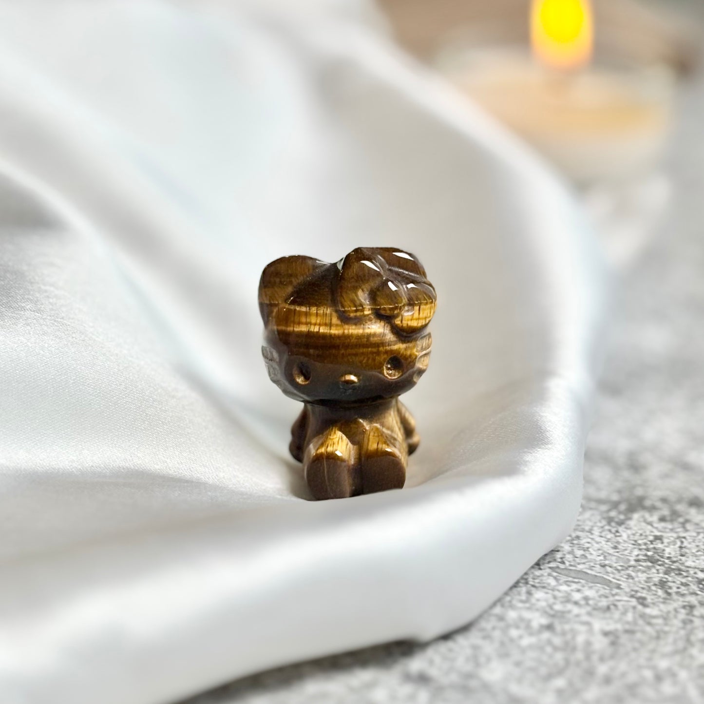Tiger's Eye Hello Kitty Carving