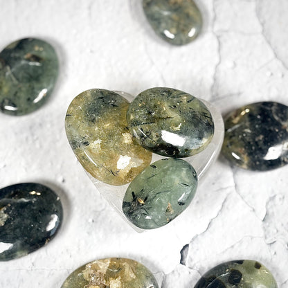 Prehnite Palm Stone | Natural Polished Stone