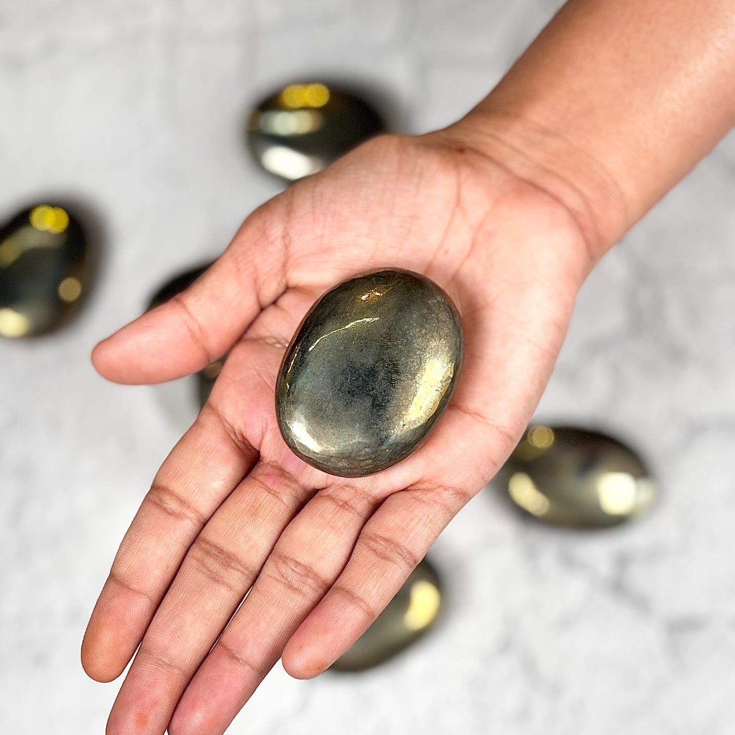 Pyrite Palm Stone | Natural Metallic Stone