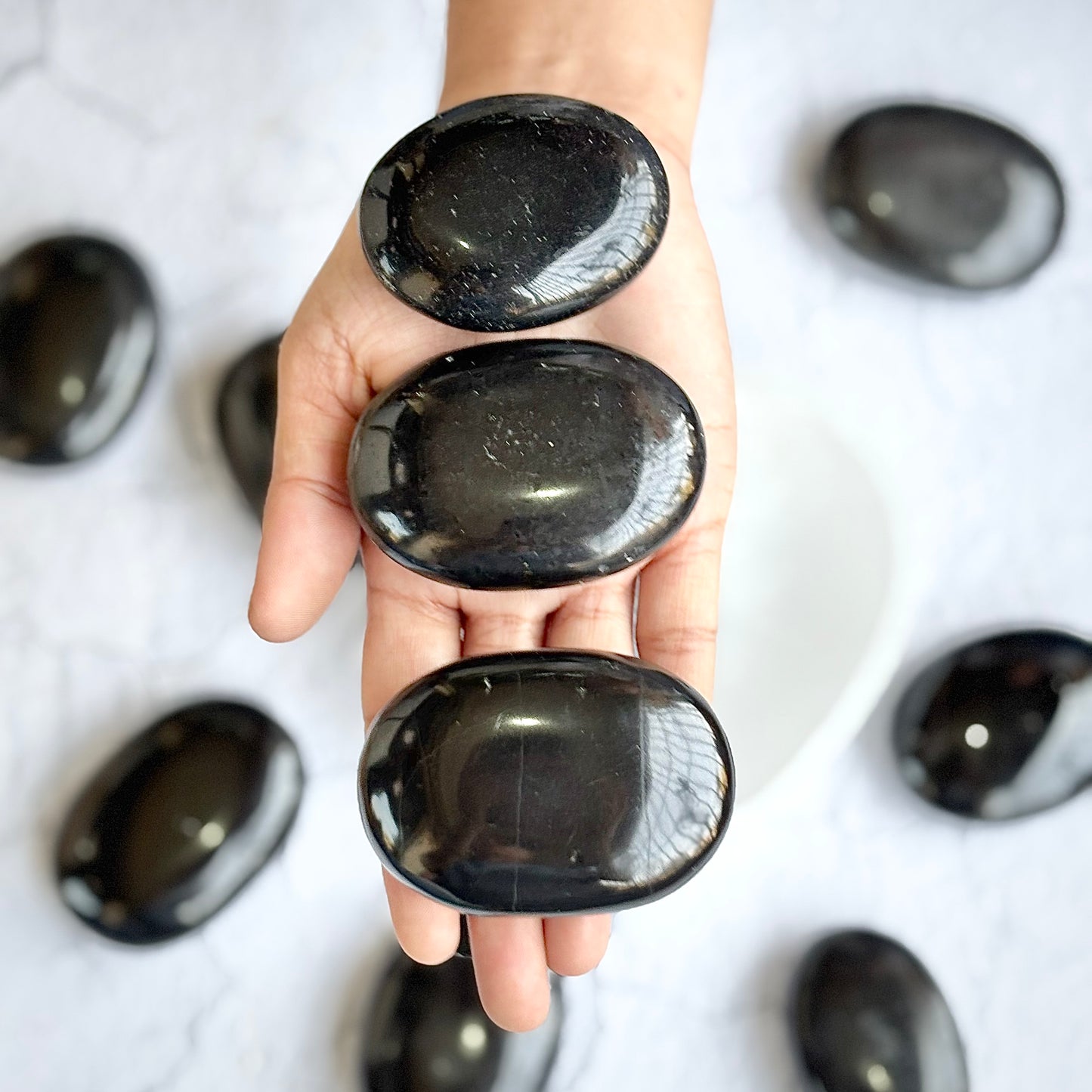 Black Obsidian Palm Stone