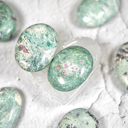 Ruby in Zoisite Palm Stone | Natural Polished Stone