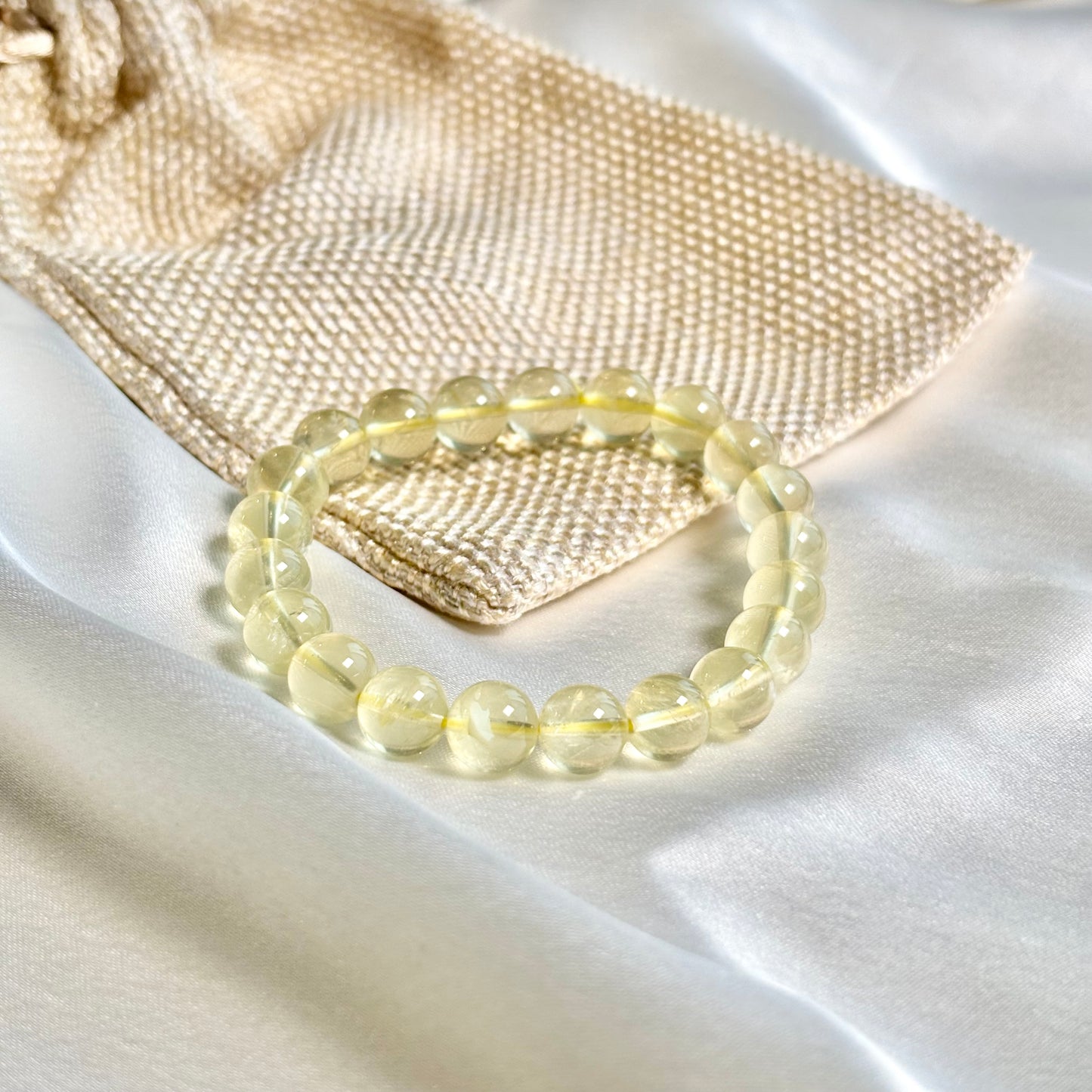 Lemon Quartz Round Bead Bracelet – 10mm