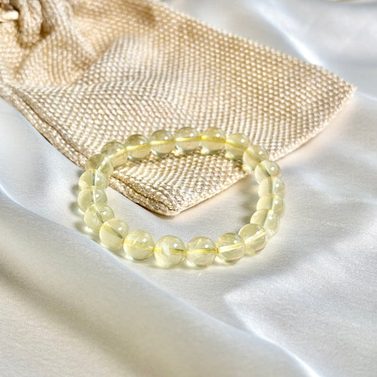 Lemon Quartz Round Bead Bracelet – 10mm