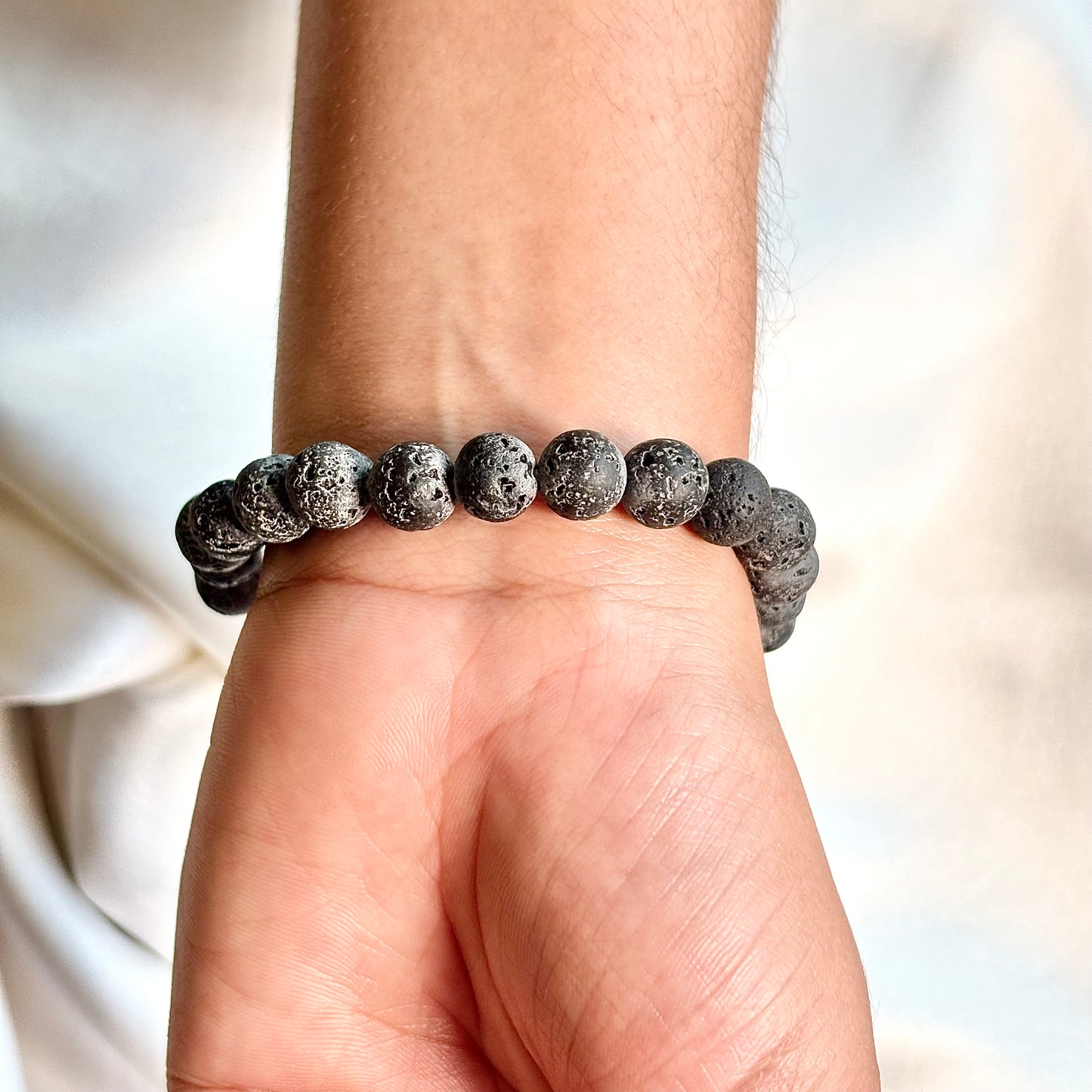 Lava Stone Round Bead Bracelet - 8mm