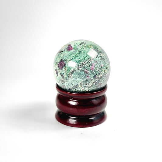 Ruby in Zoisite Sphere Stone | Natural Polished Crystal