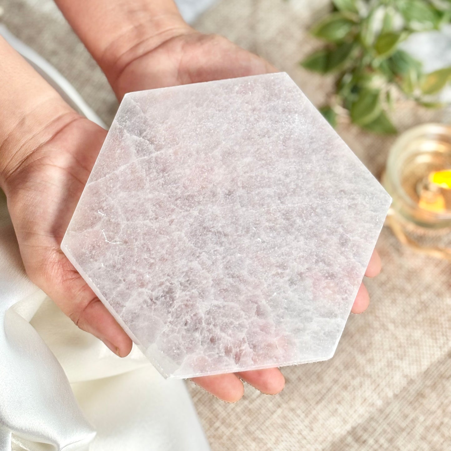 Big Selenite/Satin Spar Hexagon Plate