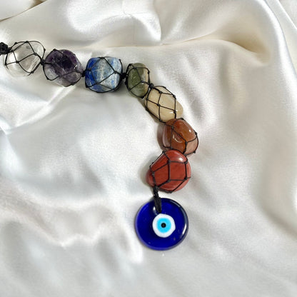 Seven chakra Dangler with Evil Eye Charm