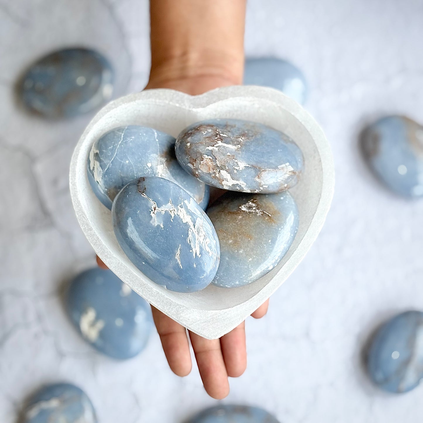 Angelite Palm Stone
