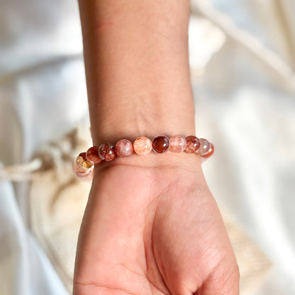 Fire Quartz Round Bead Bracelet - 8mm