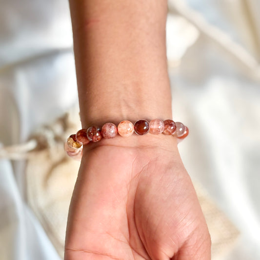 Fire Quartz Round Bead Bracelet - 8mm