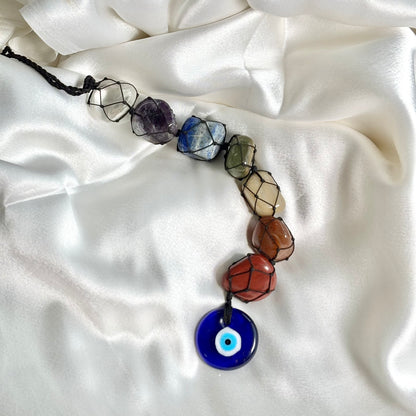 Seven chakra Dangler with Evil Eye Charm