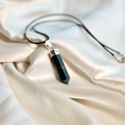 Sodalite Pencil Pendant with Black Cord