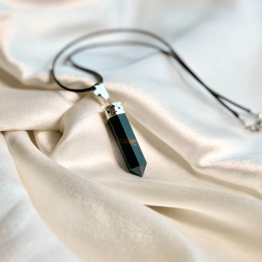 Sodalite Pencil Pendant with Black Cord