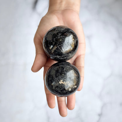 Black Tourmaline with Mica Inclusion Sphere