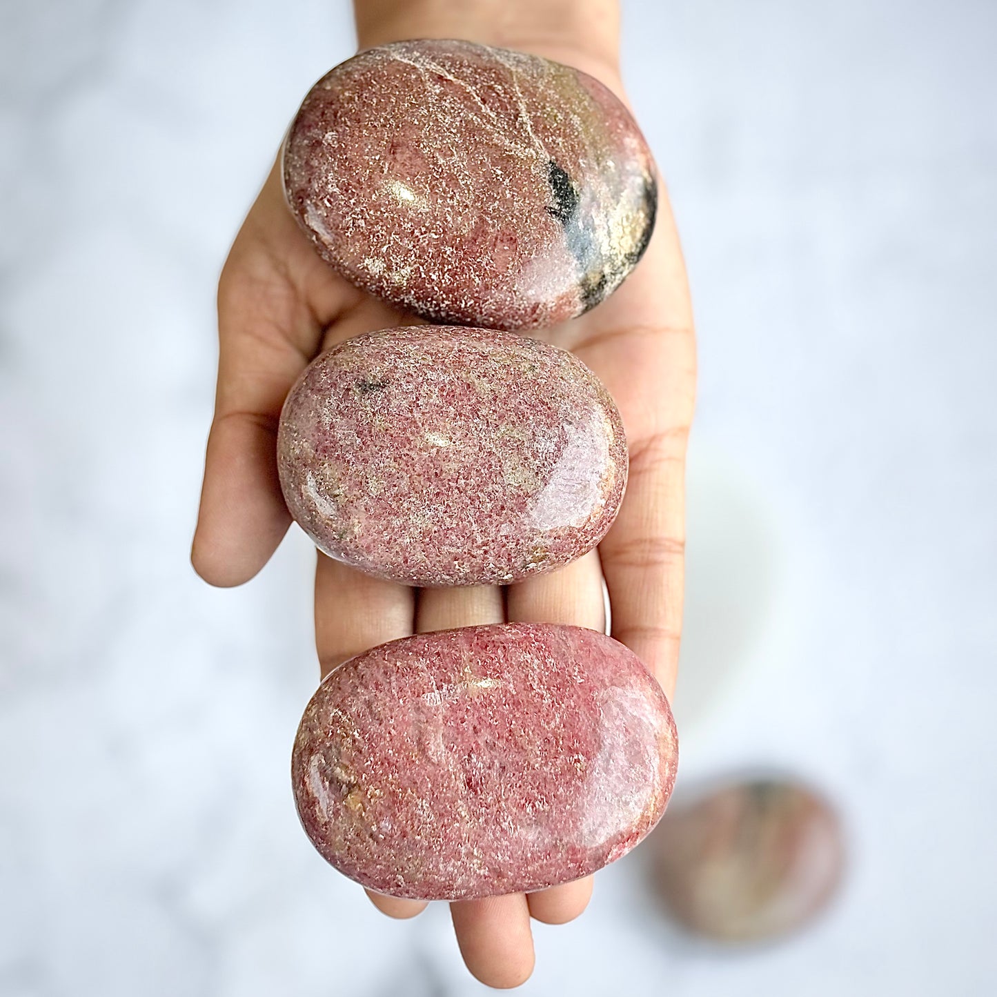 Rhodonite Palm Stone