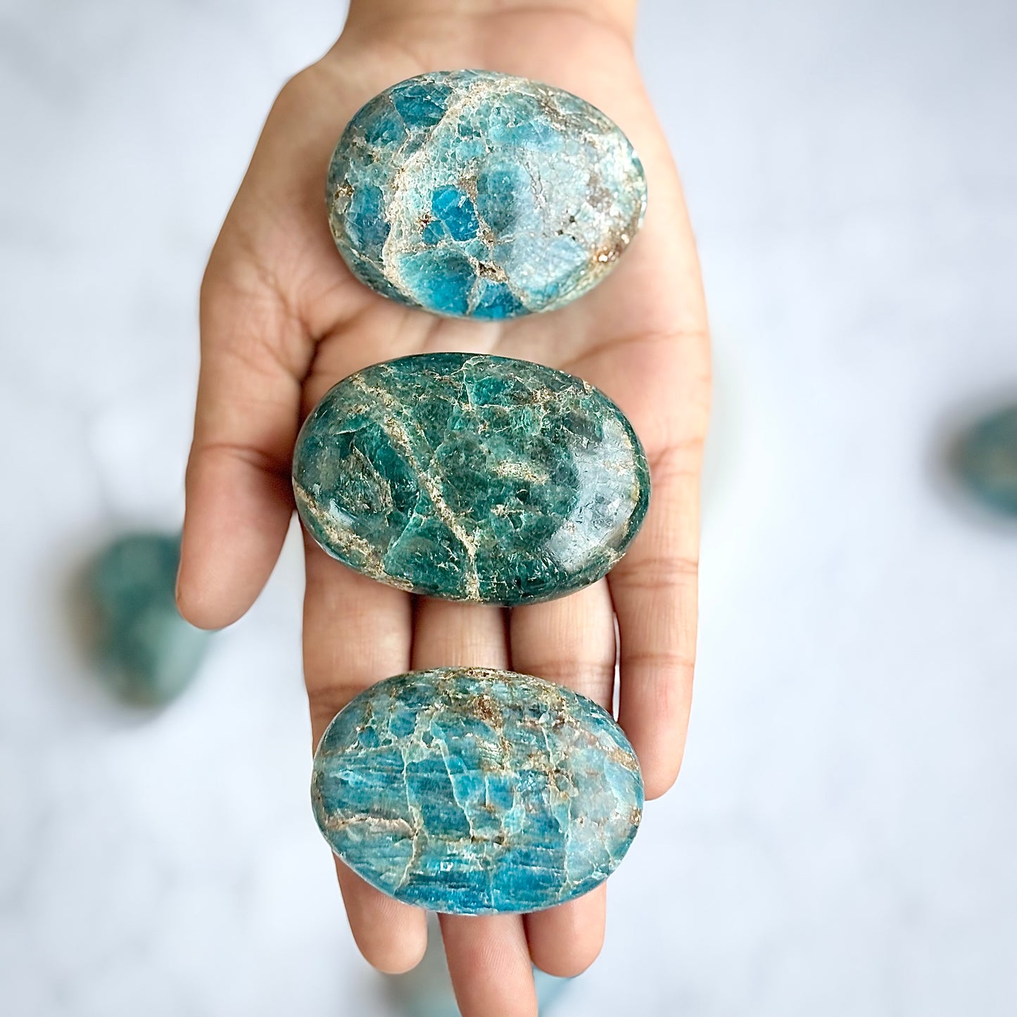Blue Apatite Palm Stone