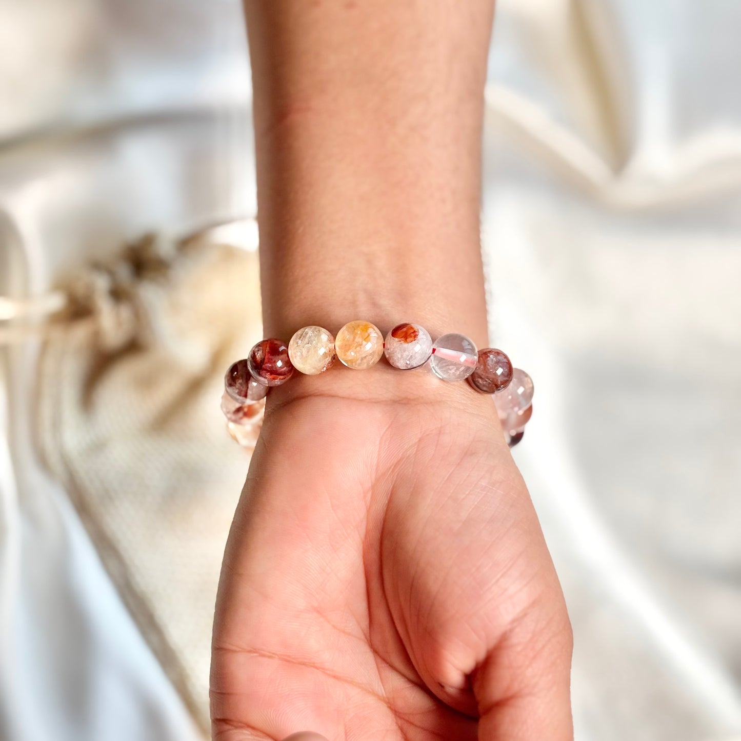 Superior Quality Fire Quartz Round Bead Bracelet - 8mm