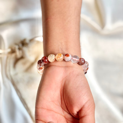 Superior Quality Fire Quartz Round Bead Bracelet - 8mm