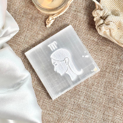 Virgo Zodiac Selenite/Satin Spare Plate for Recharging Crystals
