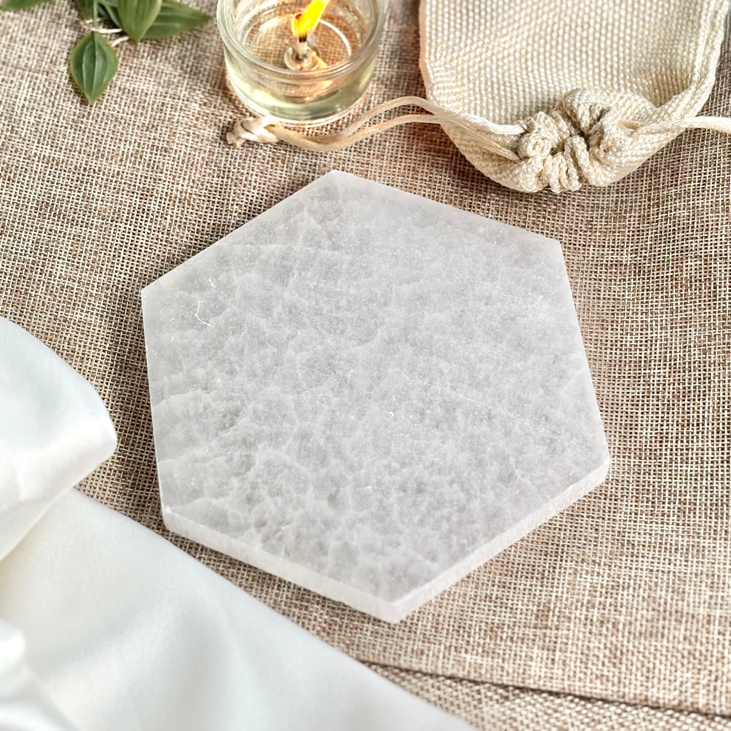 Big Selenite/Satin Spar Hexagon Plate