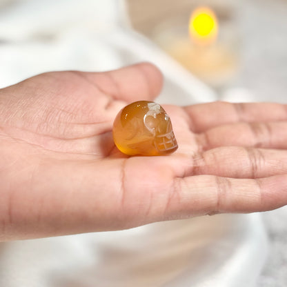 Orange Mini Crystal Skull Carving