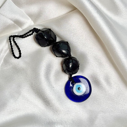 Black Obsidian Tumble Dangler with Evil Eye Charm