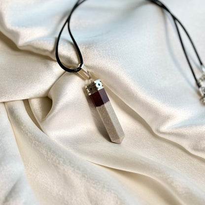 Narmada Stone Pencil Pendant with Black Cord