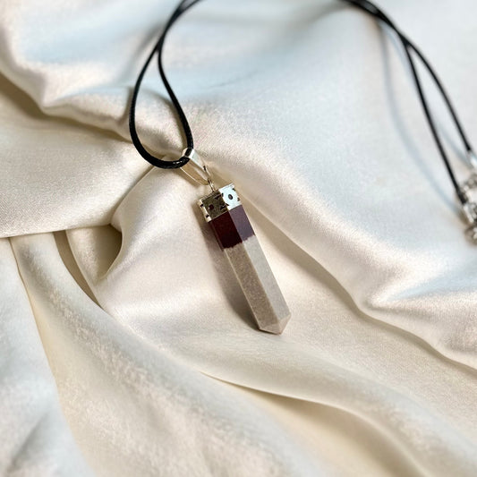 Narmada Stone Pencil Pendant with Black Cord