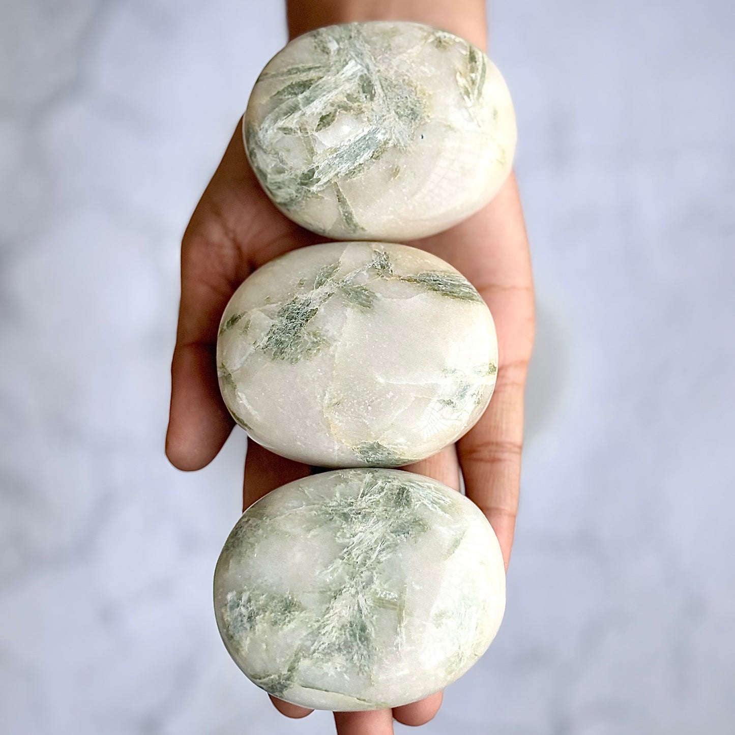 Green Kyanite Palm Stone
