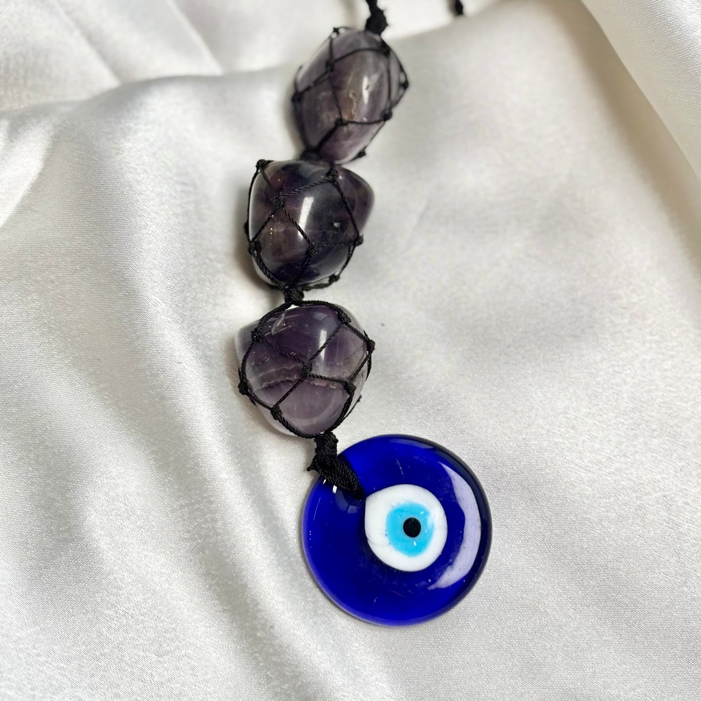 Amethyst Tumble Dangler with Evil Eye Charm