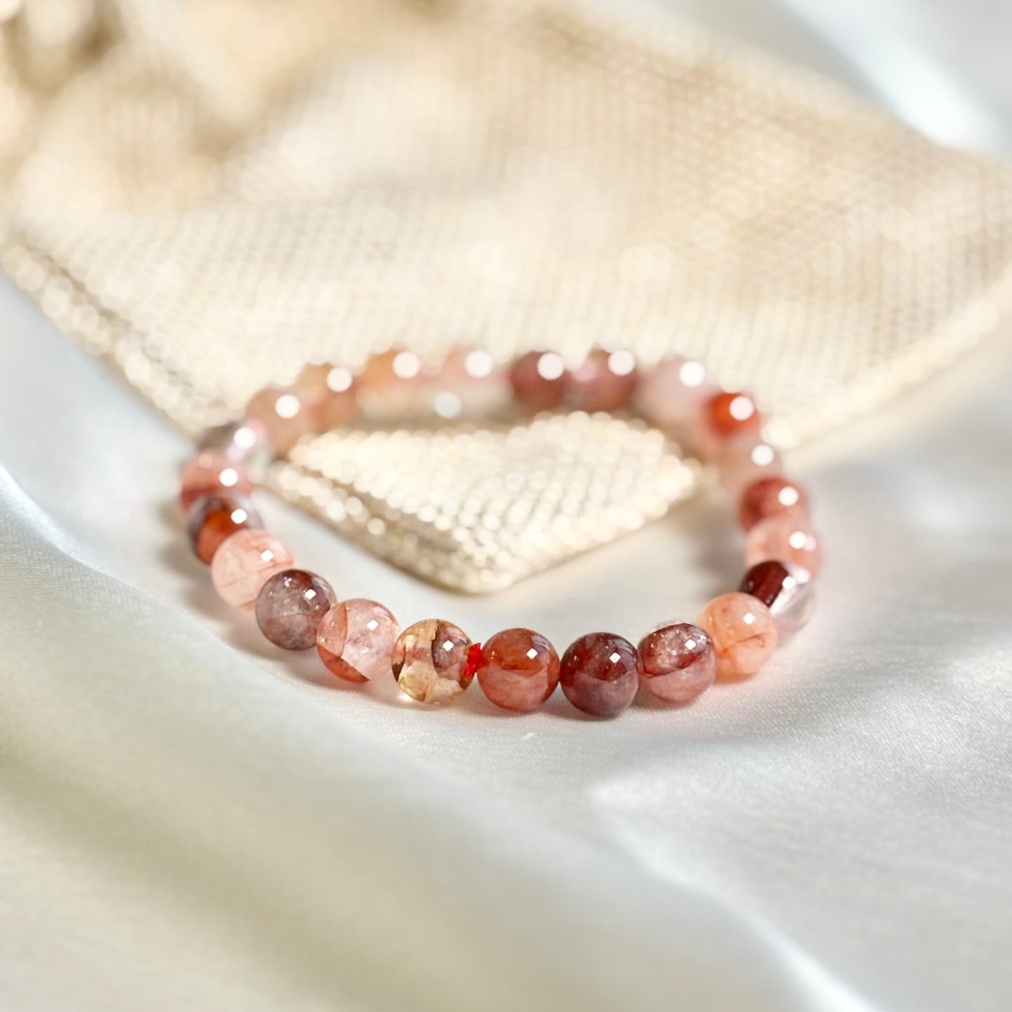 Fire Quartz Round Bead Bracelet - 8mm