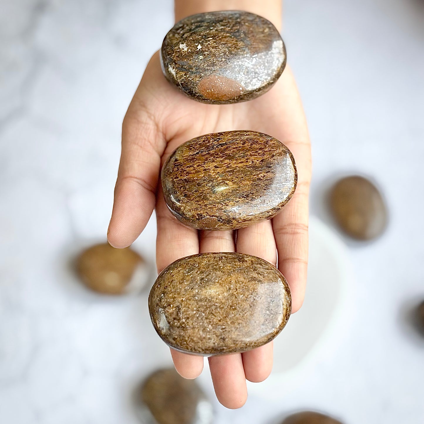 Bronzite Palm Stone